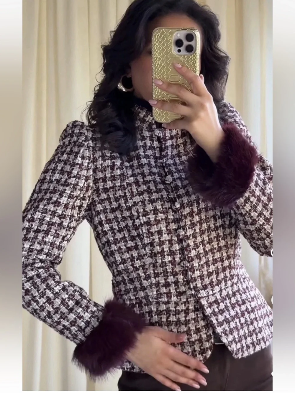 ZARA FAUX FUR STRUCTURE BLAZER